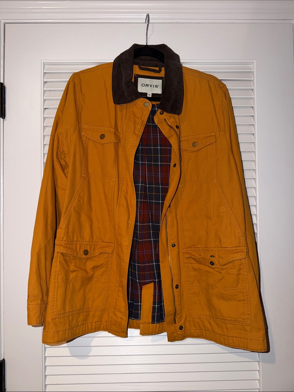 Orvis Mustard Yellow Utility Field Jacket with Brown Corduroy Collar